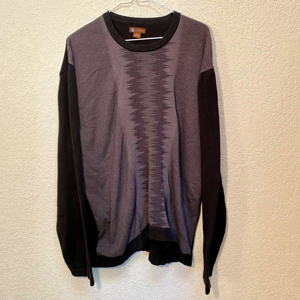 Vintage Centro Sweater Men’s 2XL Grey & Black 100% Cotton Shadow Zig Zag Y2K VTG